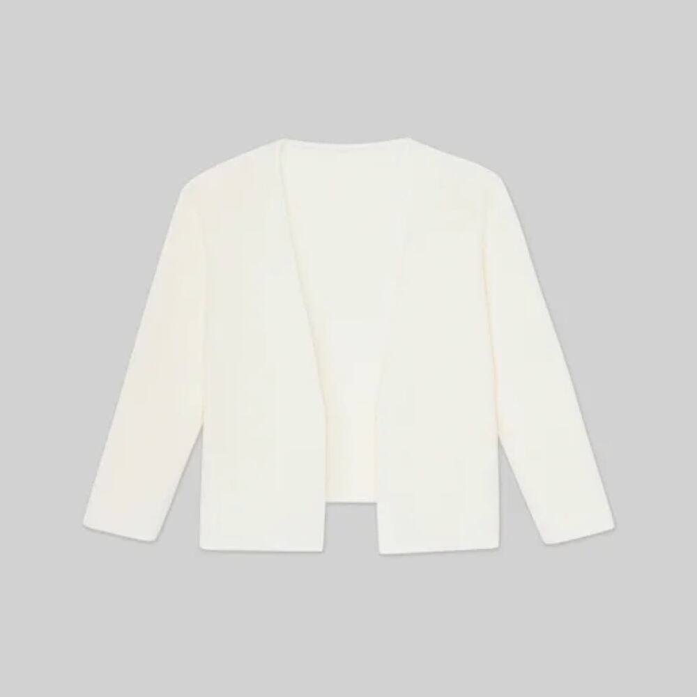 New Lafayette 148 Finespun Voile Open-Front Cropped Cardigan in Cloud Size M